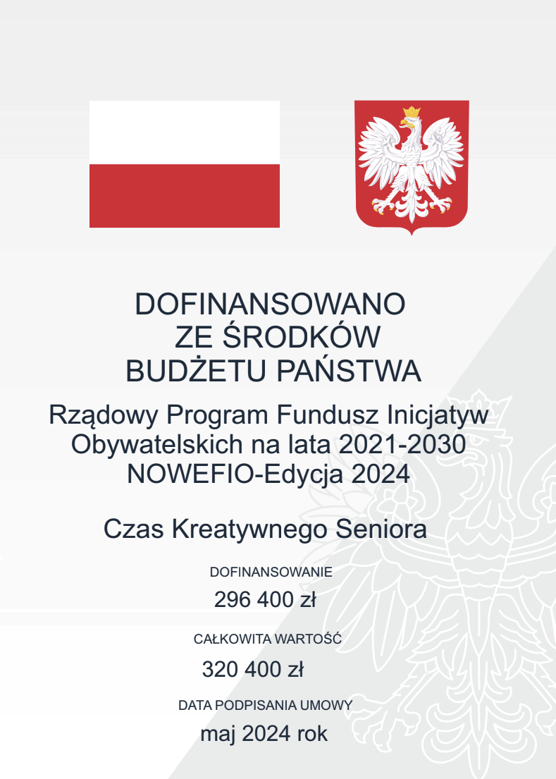 Plakat dofinansowania projektu Czas Kreatywnego Seniora